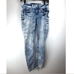 Silver Acid Washed Suki joga mid rise skinny jeans